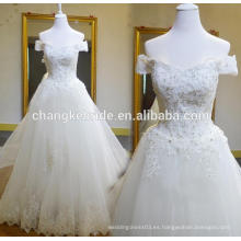 Importación de vestidos de novia de China fuera del cordón de hombro de encaje desmontable de encaje hasta vestido de novia de espalda